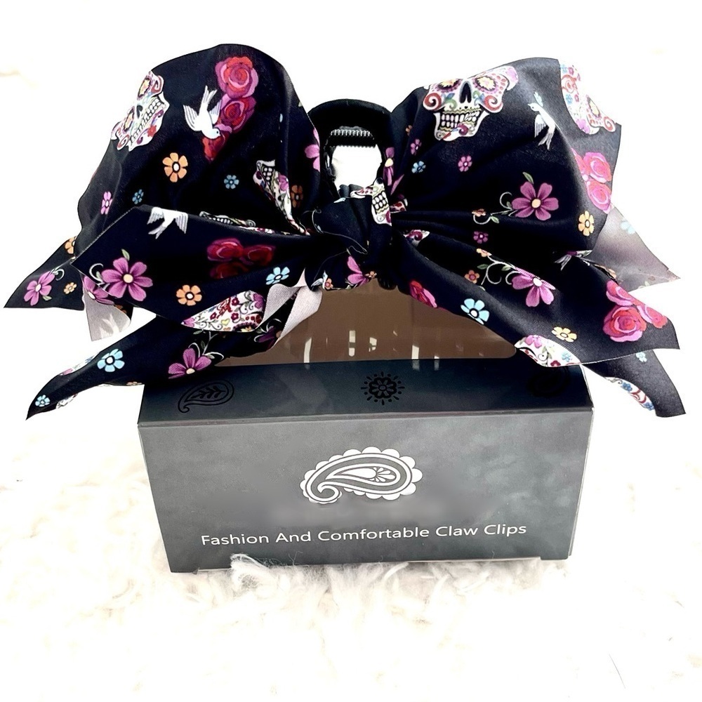 5 for $25! LARGE Claw Clip Floral & Skull Hair Bow! - Picture 2 of 4